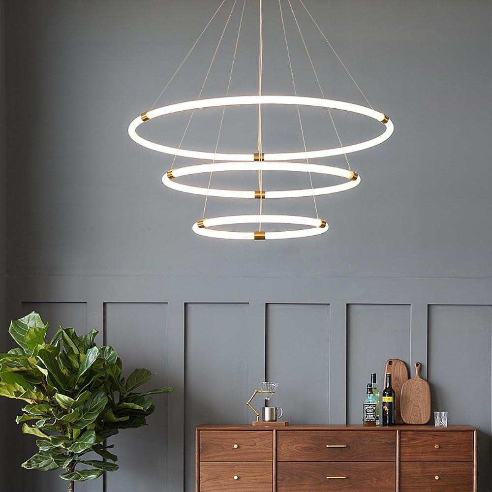 Modern Circular LED Chandelier - 2/3-Light Gold Metal & Acrylic