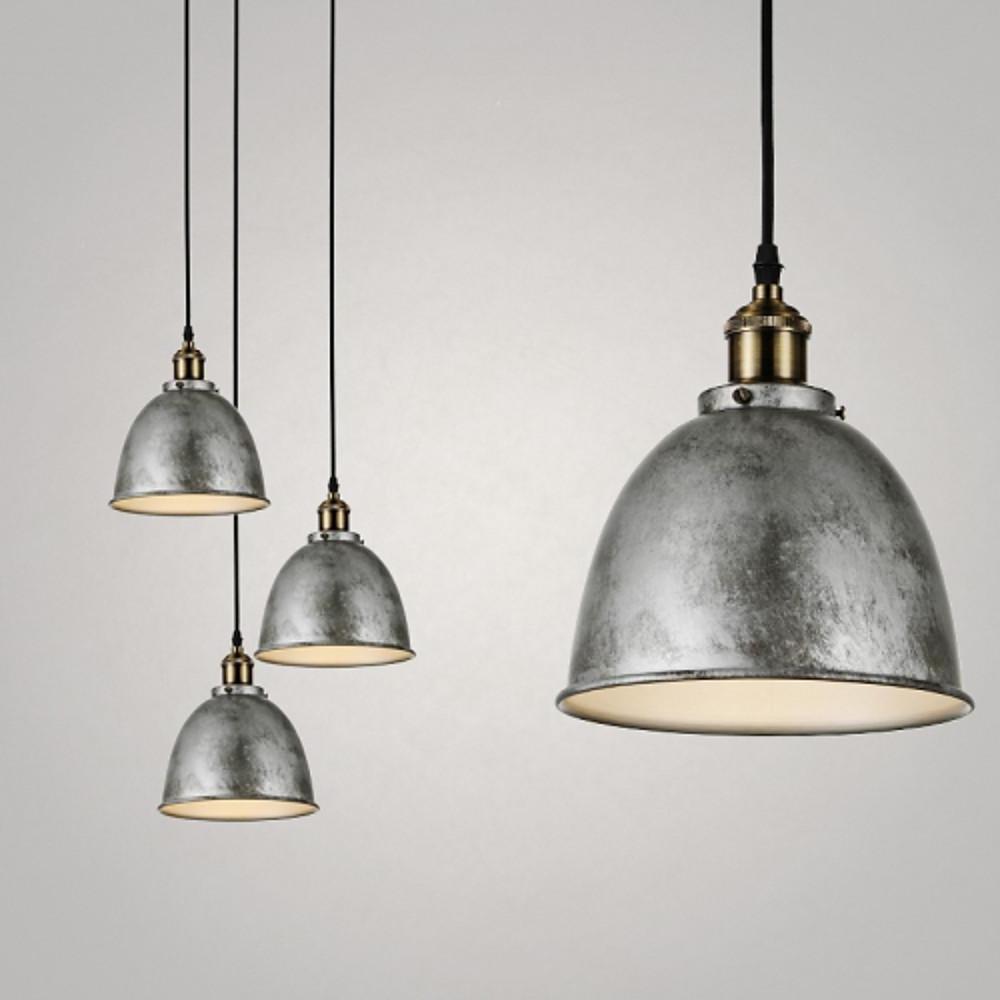 8" White Industrial Dome Pendant Light Metal Bowl Shade