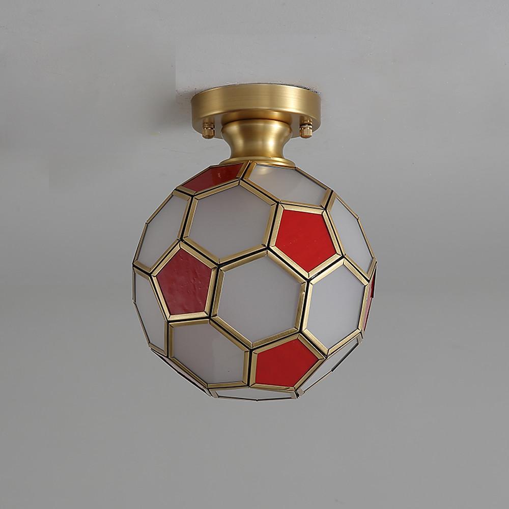 Football Flush Mount Ceiling Light Copper Glass Kids Room Lighting