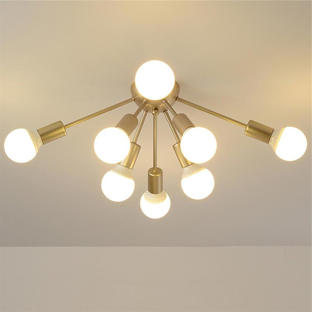 8-Light Gold Flush Mount Ceiling Light Modern Metal Cluster Design