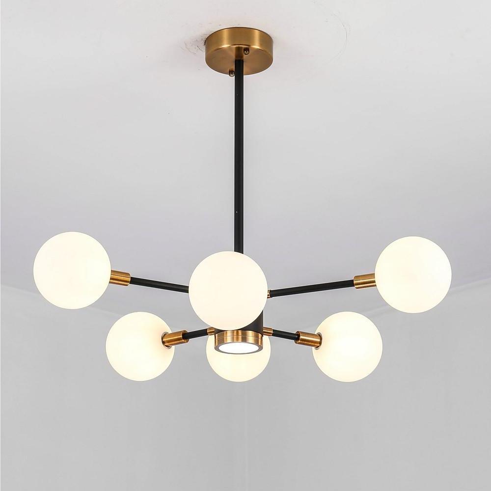 6-Light Modern Glass Globe Chandelier for Kitchen & Dining