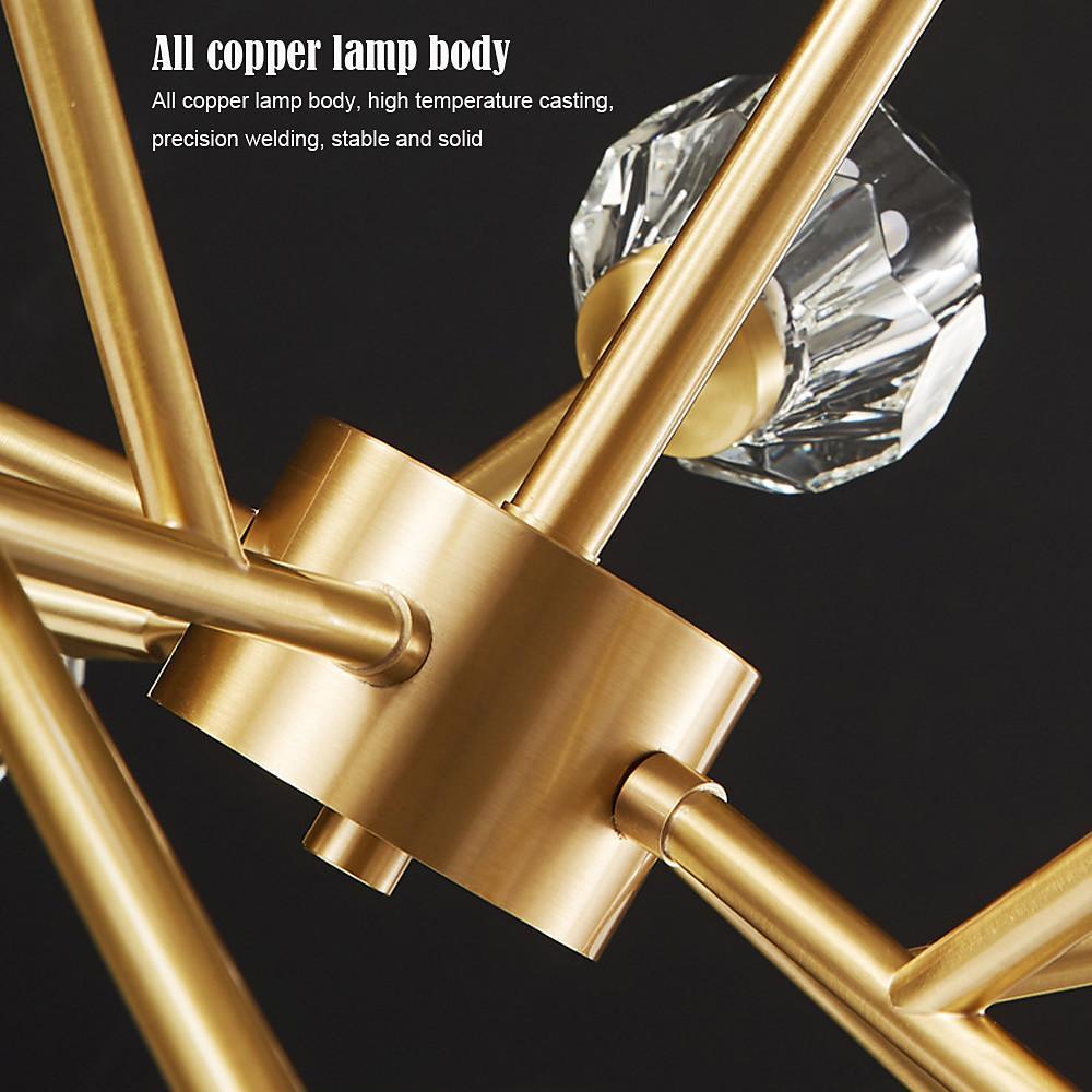 15-Light Crystal Sputnik Chandelier – Modern Brass Finish