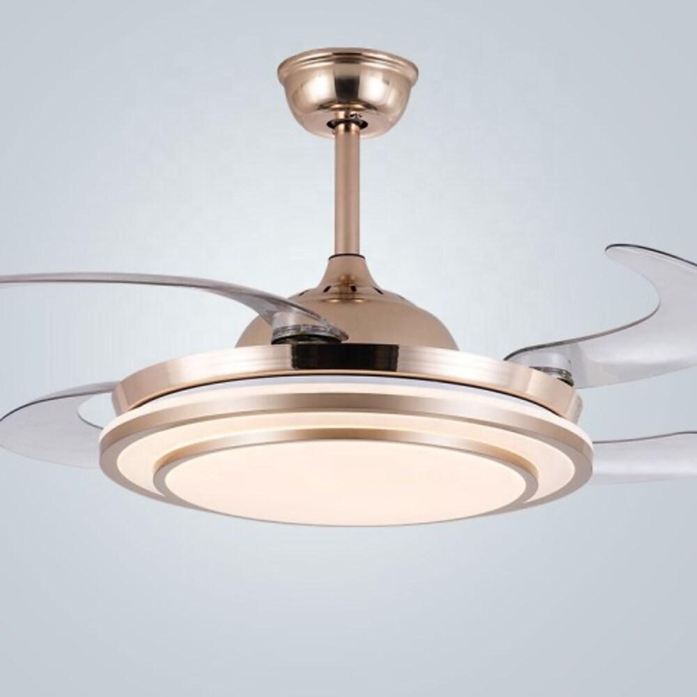Retractable Blade LED Ceiling Fan with Gold Finish