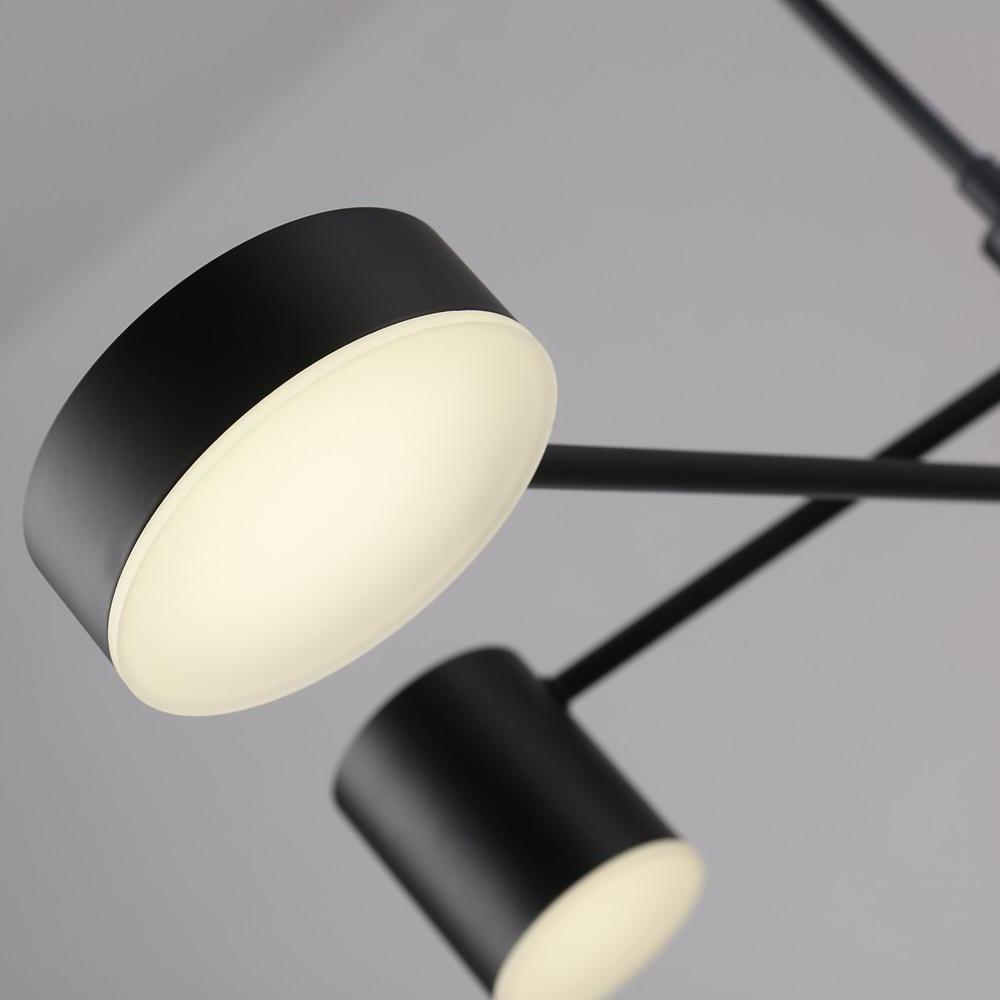 Modern Sputnik Chandelier Black Metal 6-Light LED Foyer Lighting