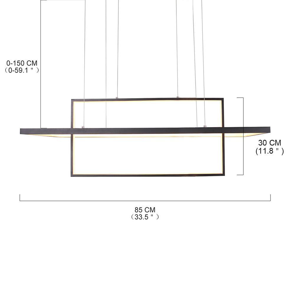 2-Tier Rectangular LED Pendant Light Modern Aluminum Black White