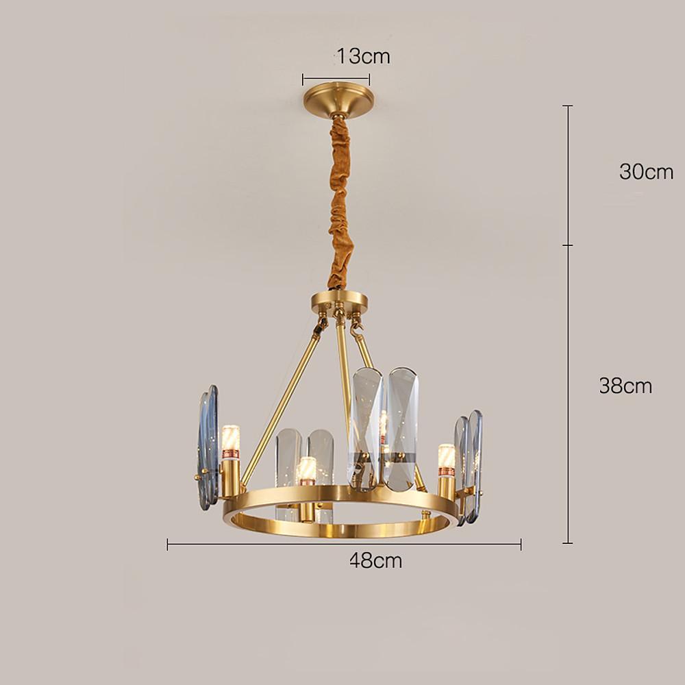 Nordic Glass Copper Chandelier - 8-Light Circular Pendant Lighting