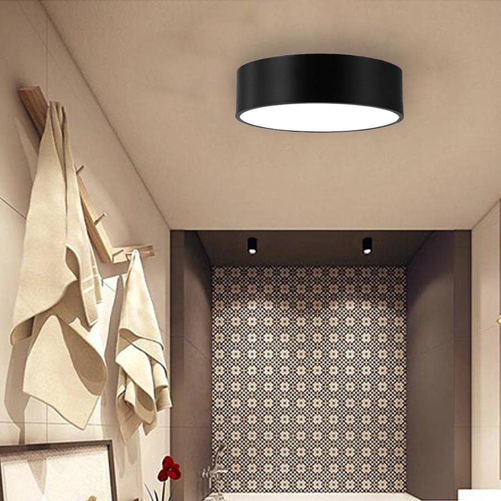 Modern Black LED Flush Mount Ceiling Light – Cylindrical Metal