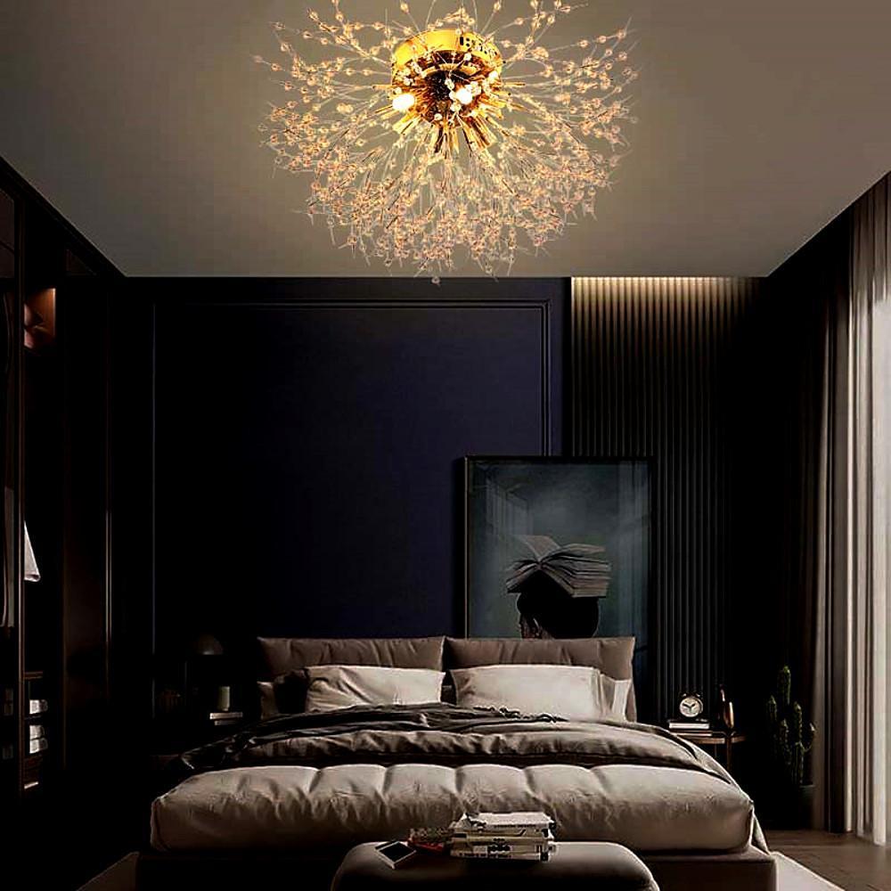 Crystal Metal Flush Mount Ceiling Light 6-Light Traditional