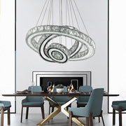 3-Ring Crystal Chandelier with LED Dimmable Remote Control