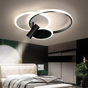 Modern LED Ring Flush Mount Ceiling Light with Adjustable Spotlights