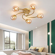 Modern Glass Globe Semi Flush Mount Ceiling Light - 3 or 5 Light