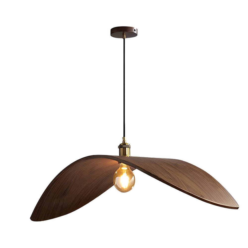 Wabi-Sabi Walnut Leaf Pendant Light Curved Wooden Chandelier