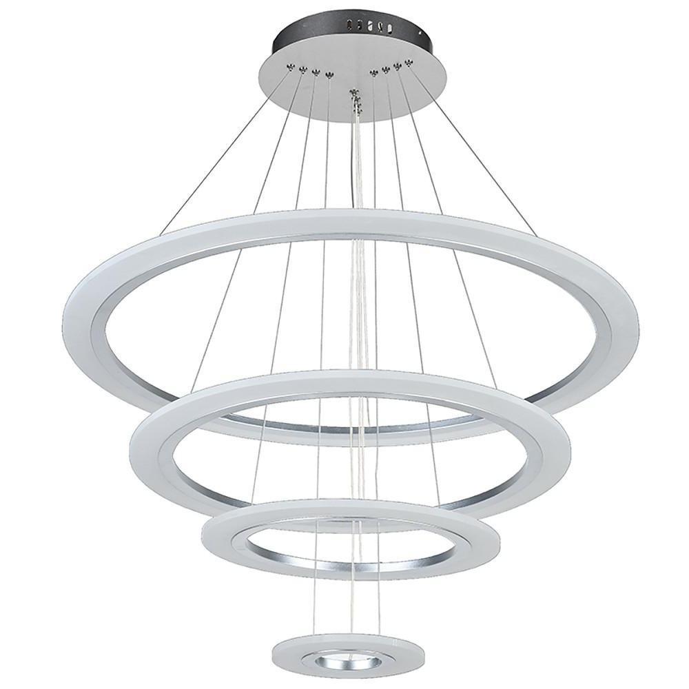 Adjustable 4-Ring LED Modern Pendant Chandelier – Metal & Acrylic