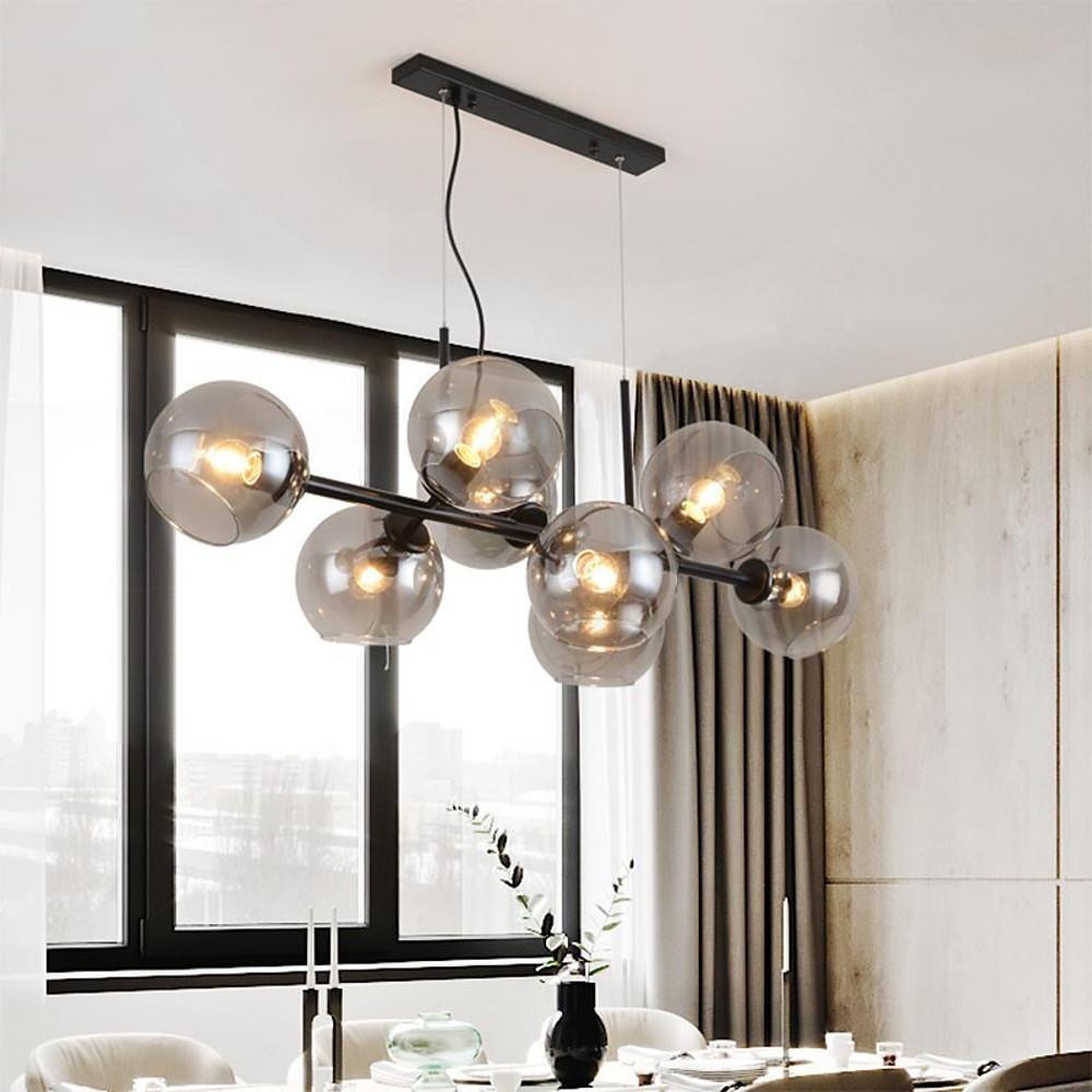 Nordic Glass Bubble Chandelier with Metal Frame – 8-Light
