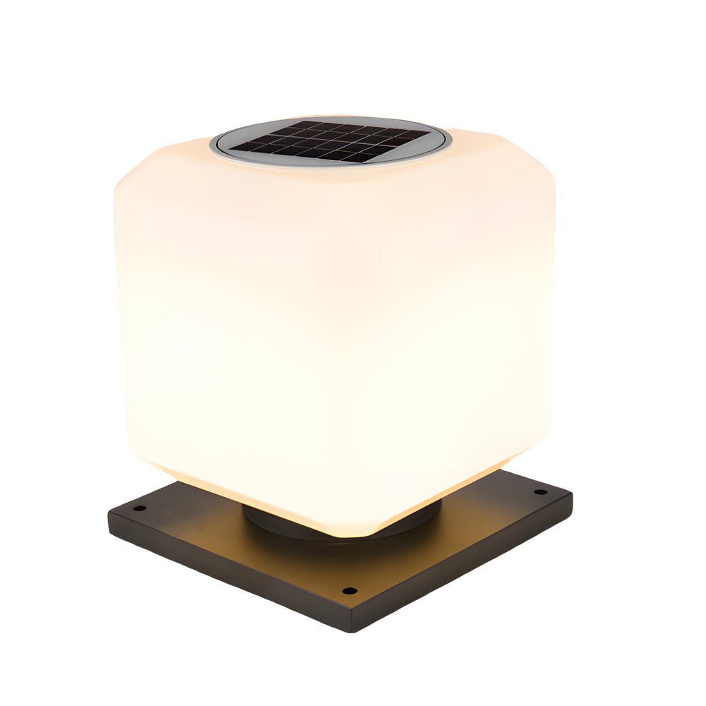 Modern Cube Outdoor LED Post Light - Waterproof Solar or Hardwired