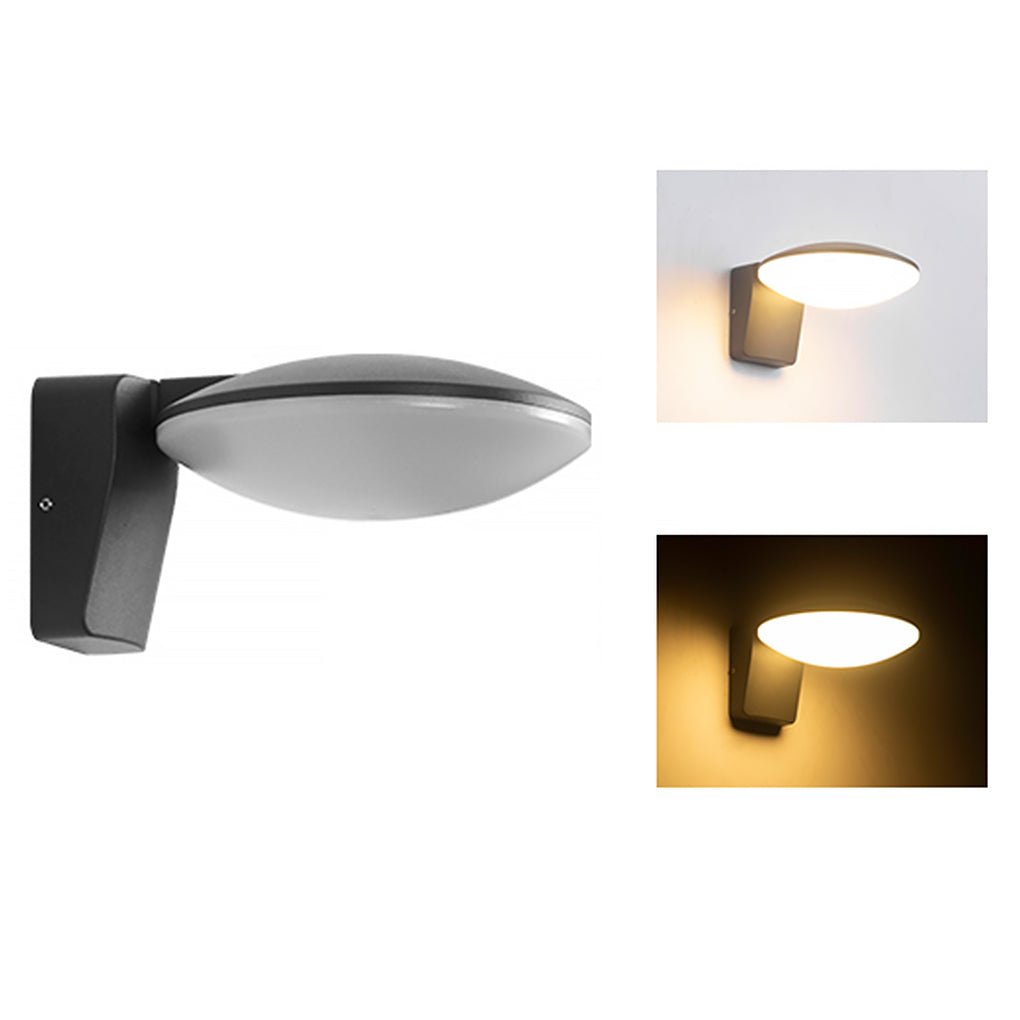 Solar LED Outdoor Wall Light - Modern Circular Design in Black