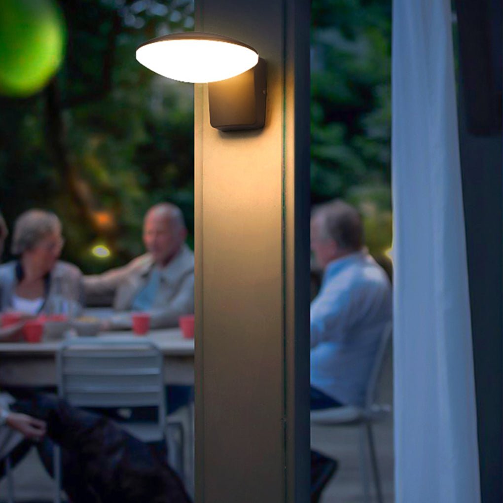 Solar LED Outdoor Wall Light - Modern Circular Design in Black