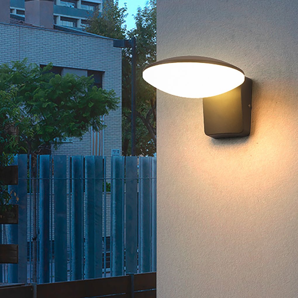 Solar LED Outdoor Wall Light - Modern Circular Design in Black