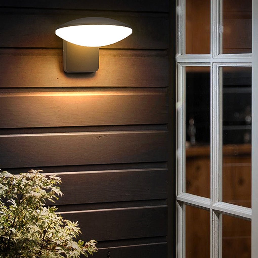 Solar LED Outdoor Wall Light - Modern Circular Design in Black