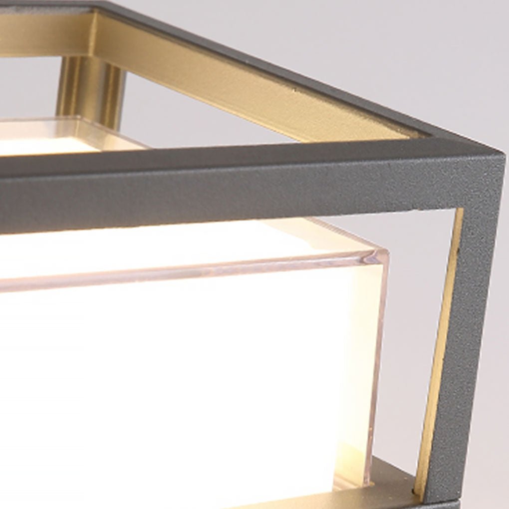 Square Double Layer Modern Outdoor Pier Mount Post Light
