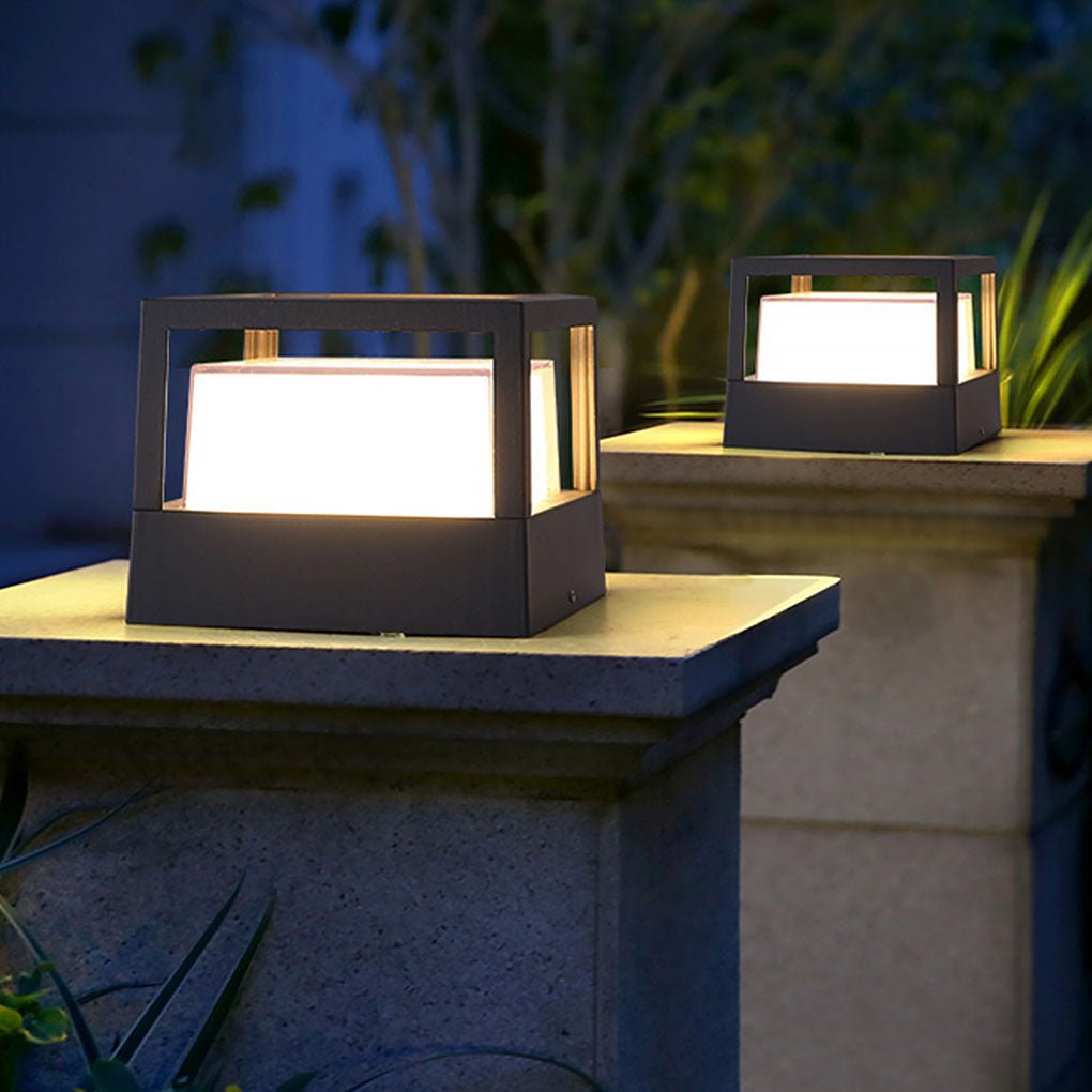 Square Double Layer Modern Outdoor Pier Mount Post Light