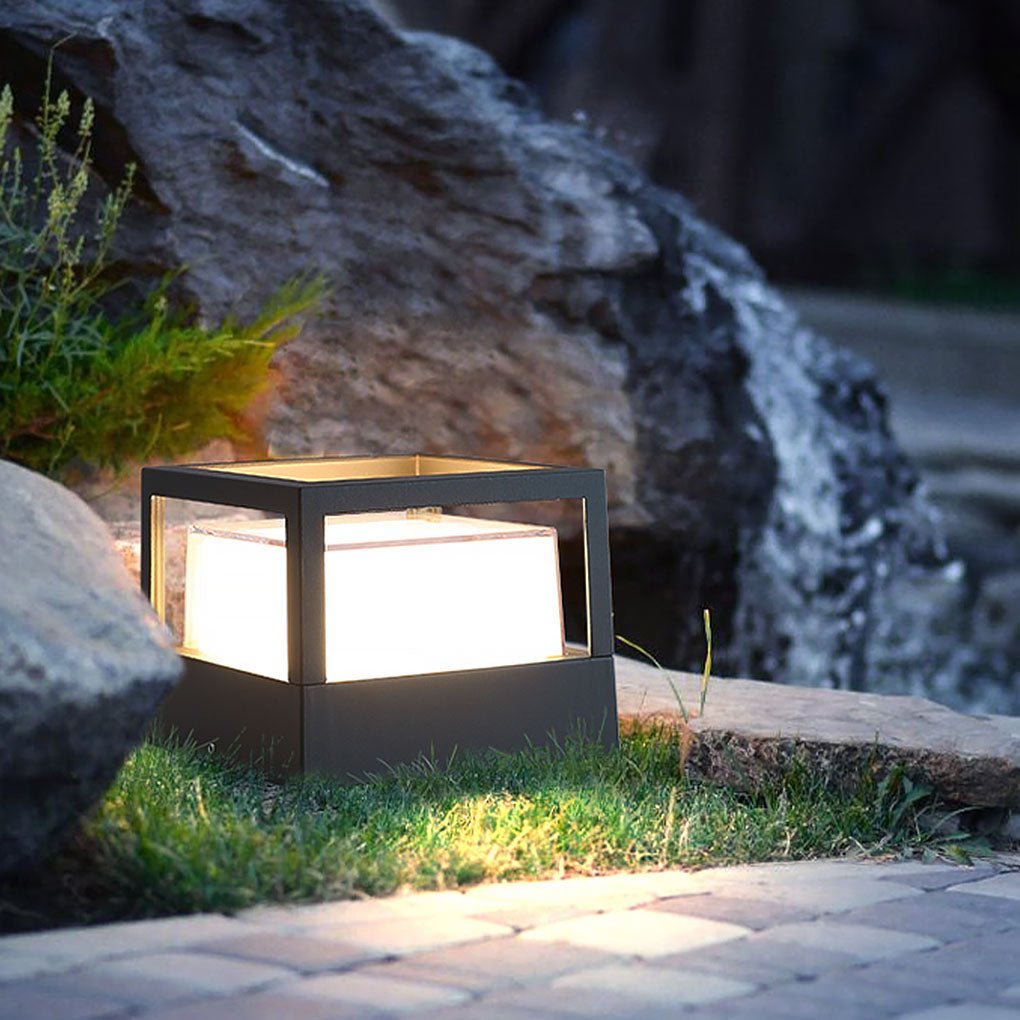 Square Double Layer Modern Outdoor Pier Mount Post Light