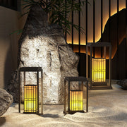 Rectangular Frame Outdoor Landscape Light with Patterned Shade