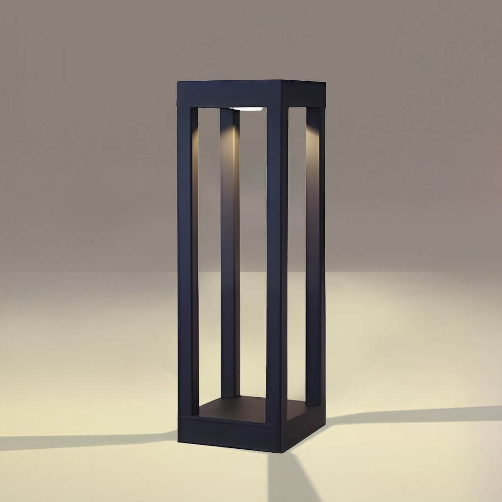 Black Aluminum LED Bollard Light 4-Beam Outdoor Garden Path