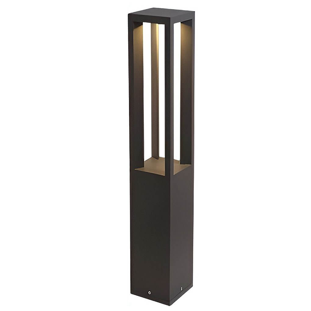 Black Aluminum LED Bollard Light 4-Beam Outdoor Garden Path