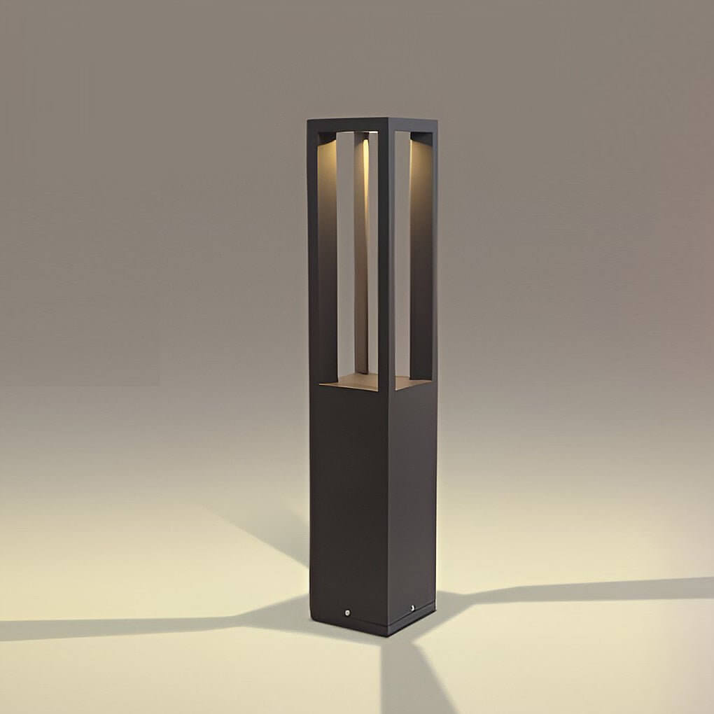 Black Aluminum LED Bollard Light 4-Beam Outdoor Garden Path