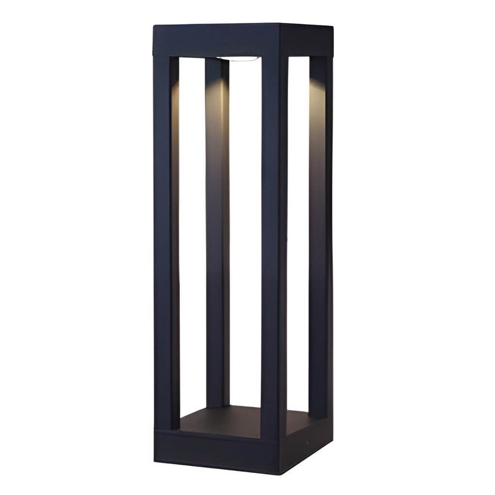Black Aluminum LED Bollard Light 4-Beam Outdoor Garden Path