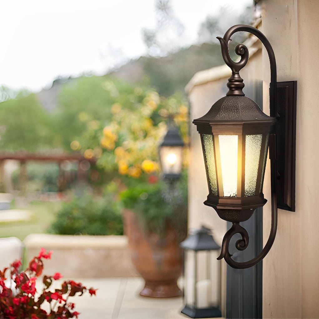 Retro Waterproof Outdoor Wall Light with Glass Shade