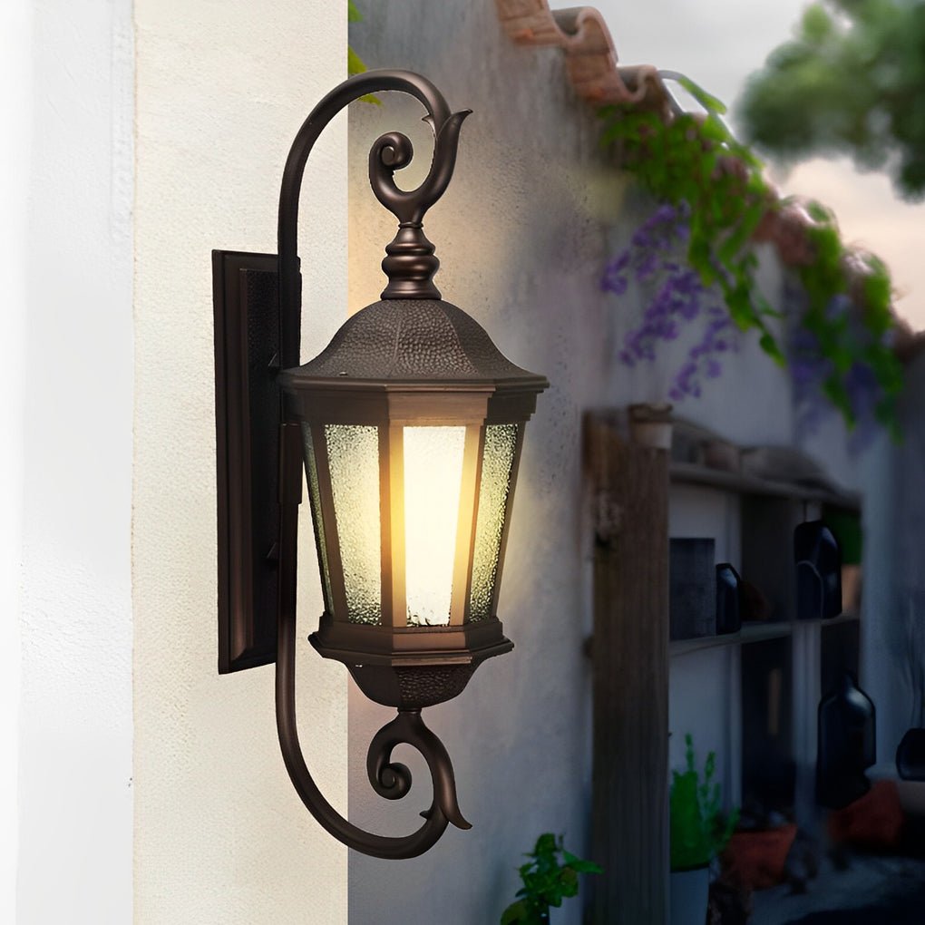 Retro Waterproof Outdoor Wall Light with Glass Shade