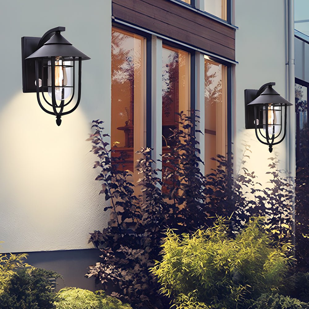 Modern Iron Glass Outdoor Wall Light with Motion Sensor