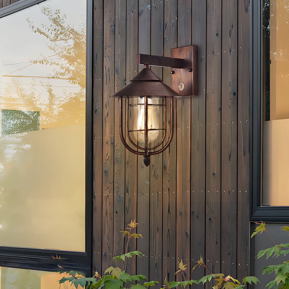Modern Iron Glass Outdoor Wall Light with Motion Sensor