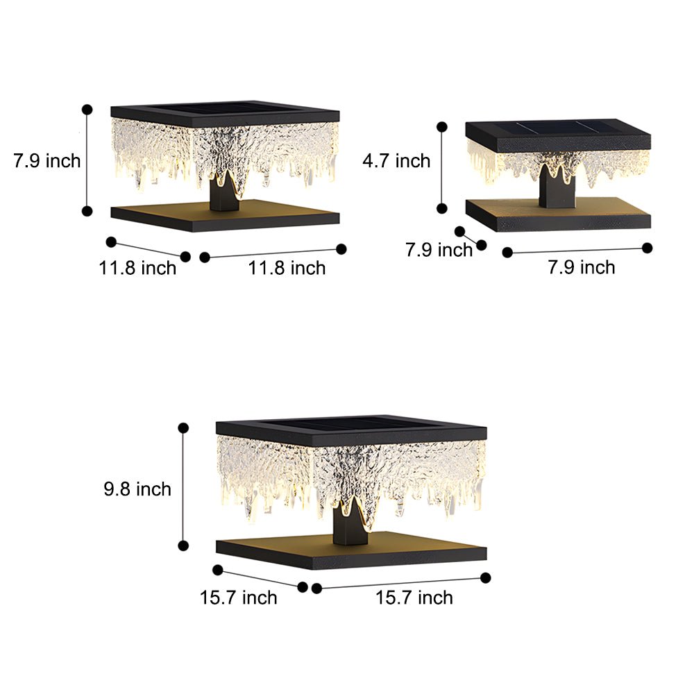 Modern Solar LED Fence Post Light - Stainless Steel & Acrylic