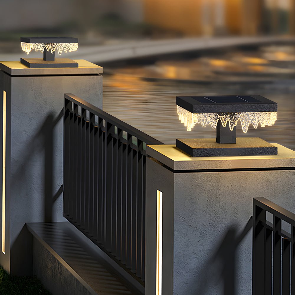 Modern Solar LED Fence Post Light - Stainless Steel & Acrylic