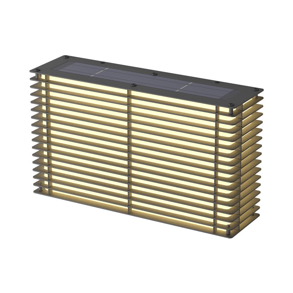 Modern Square Grid Solar Outdoor Wall Light - Stainless Steel
