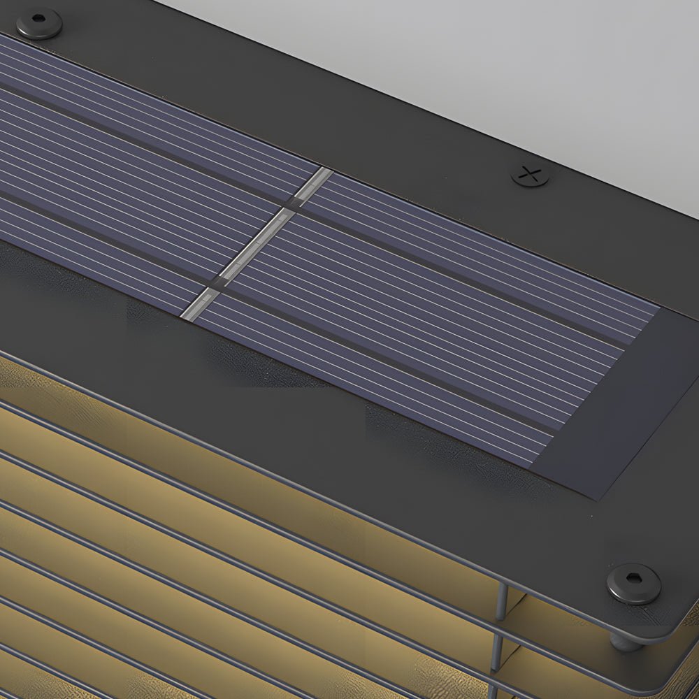 Modern Square Grid Solar Outdoor Wall Light - Stainless Steel