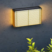 Modern Square Grid Solar Outdoor Wall Light - Stainless Steel