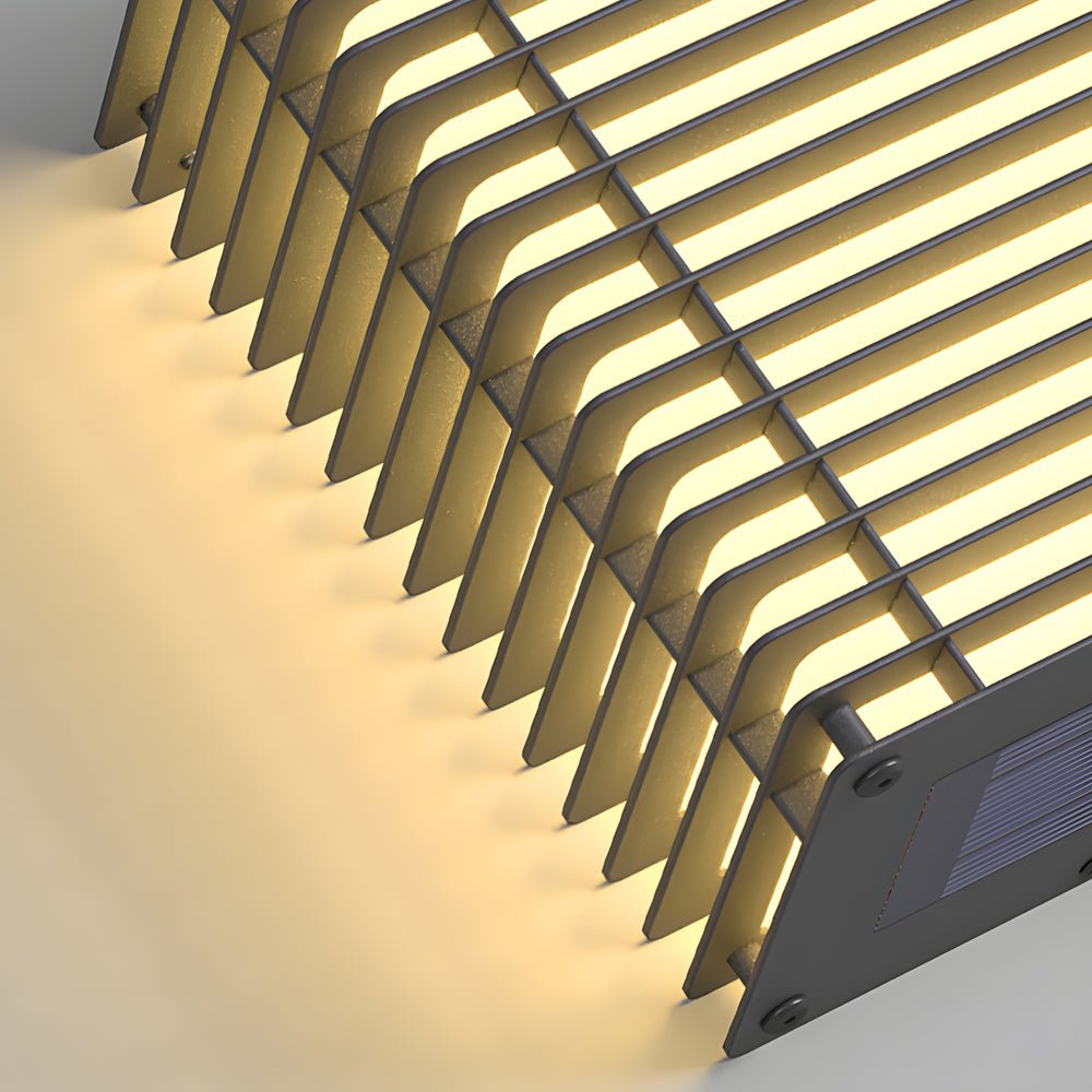 Modern Square Grid Solar Outdoor Wall Light - Stainless Steel