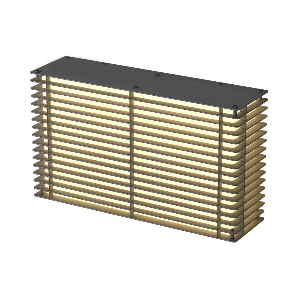Modern Square Grid Solar Outdoor Wall Light - Stainless Steel