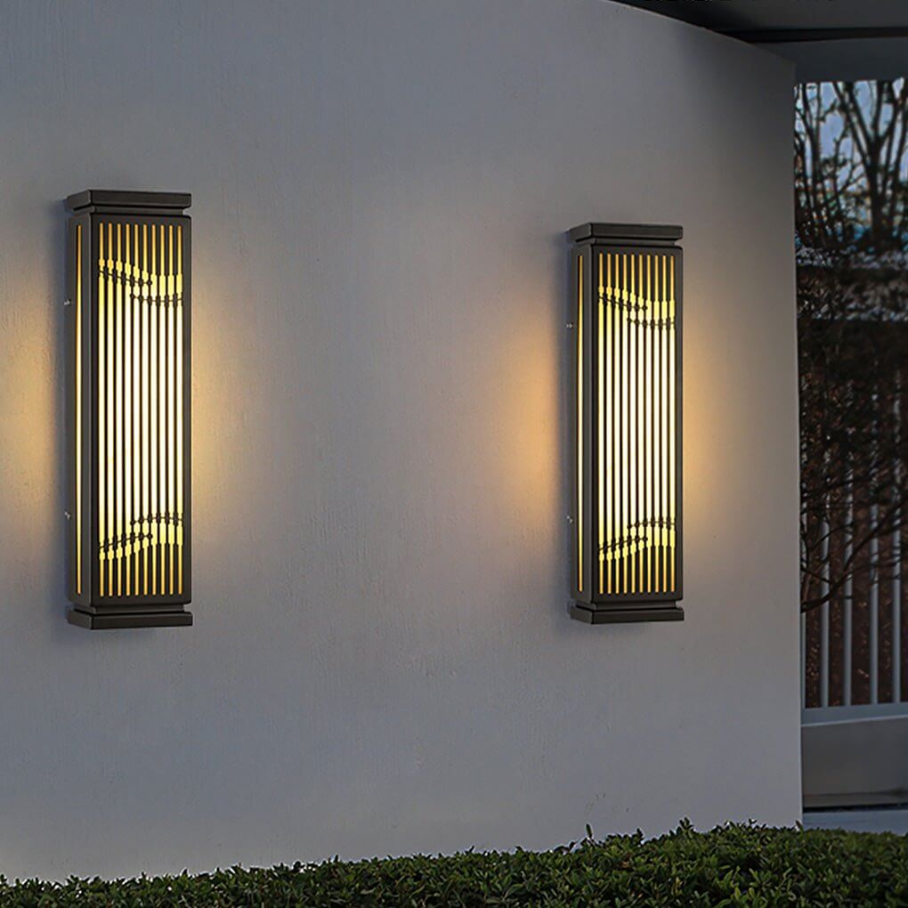 Hollowed Stainless Steel Outdoor Wall Lamp with Marble Shade