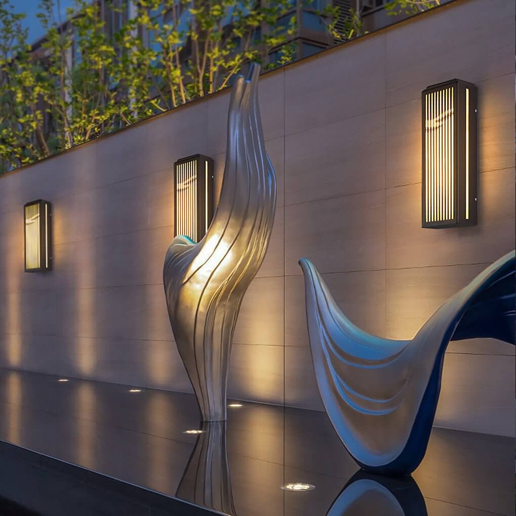 Hollowed Stainless Steel Outdoor Wall Lamp with Marble Shade
