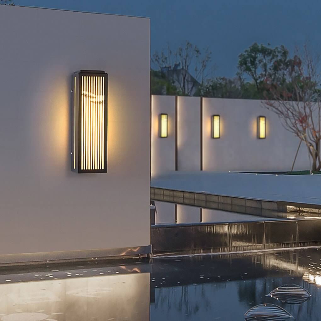 Hollowed Stainless Steel Outdoor Wall Lamp with Marble Shade