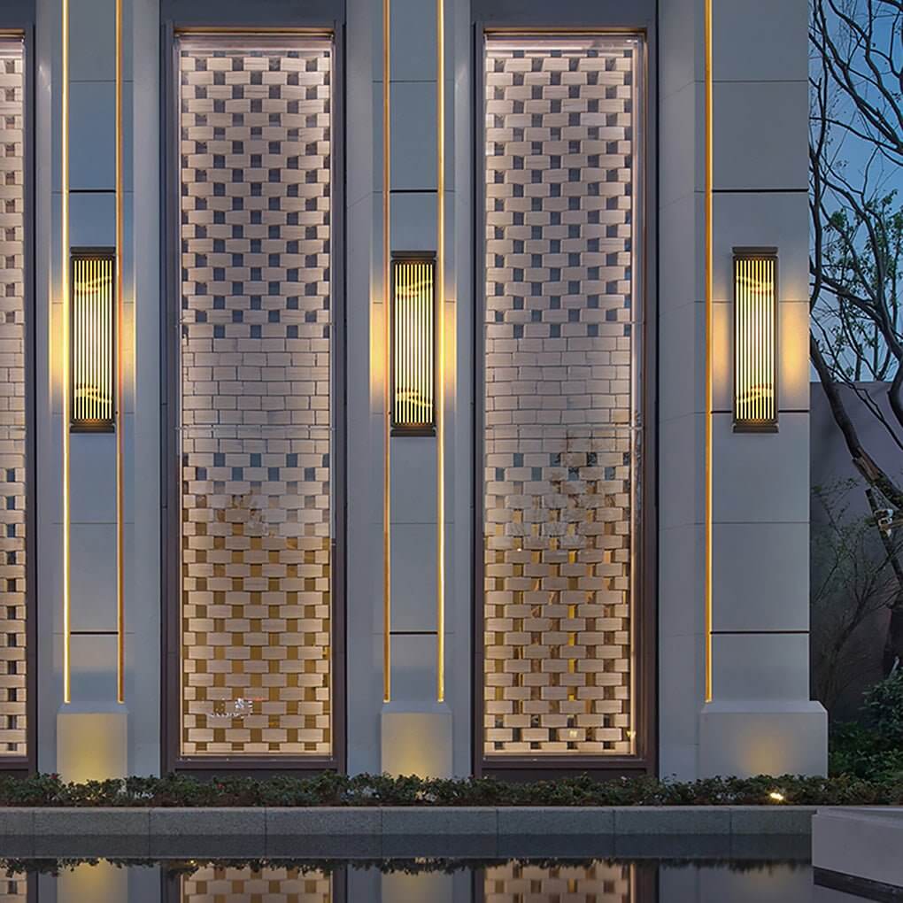 Hollowed Stainless Steel Outdoor Wall Lamp with Marble Shade
