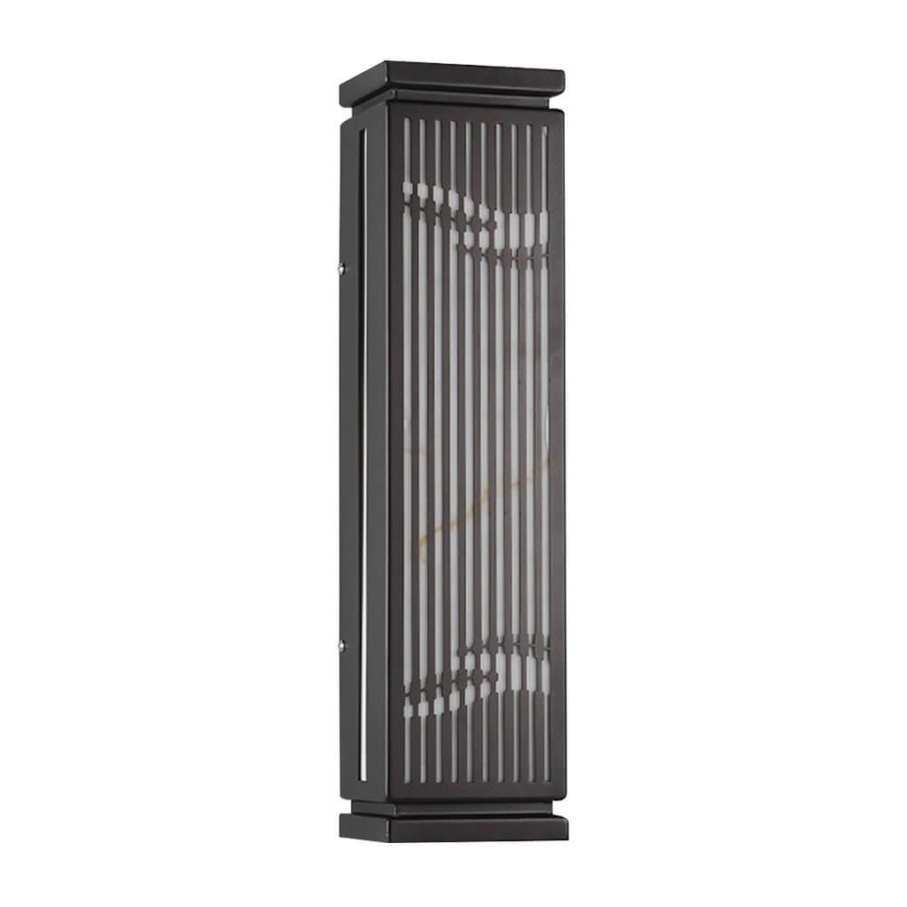 Hollowed Stainless Steel Outdoor Wall Lamp with Marble Shade