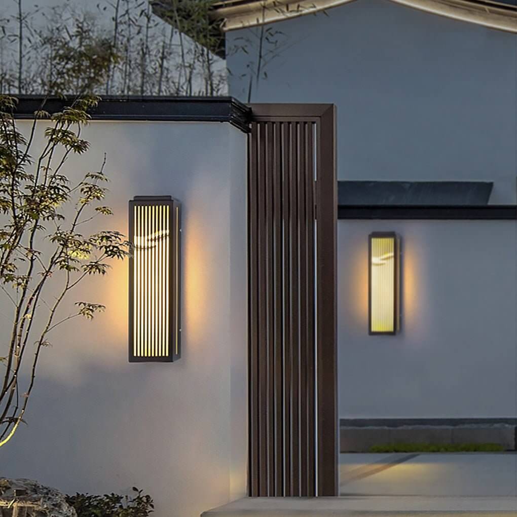 Hollowed Stainless Steel Outdoor Wall Lamp with Marble Shade