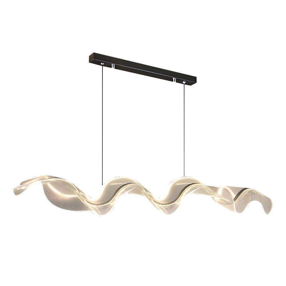 Modern Wave Ribbon LED Chandelier in Acrylic & Aluminum