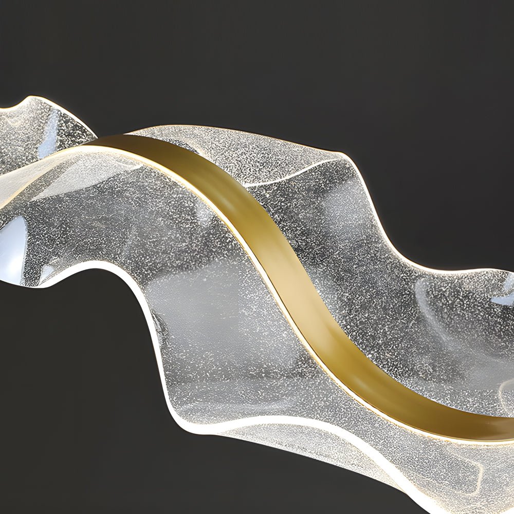Modern Wave Ribbon LED Chandelier in Acrylic & Aluminum